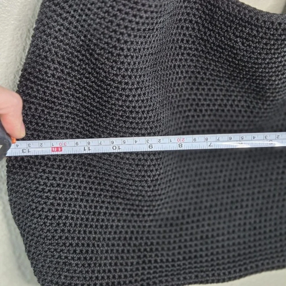 The Sak‎ Black Crochet Shoulder Bag Silver Hardware